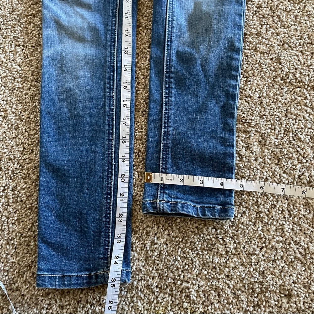 Justice Mid Rise Super Skinny Jeans Girls 10 Slim Blue Medium Wash Denim Stretch - Picture 12 of 13